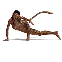 female fantasy deer creature. 3D rendering with clipping path an