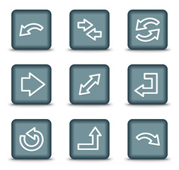 Arrows web icons set 1, grey square buttons