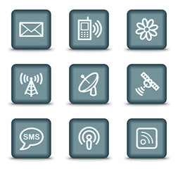 Communication web icons, grey square buttons