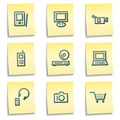 Electronics icons, yellow notes series