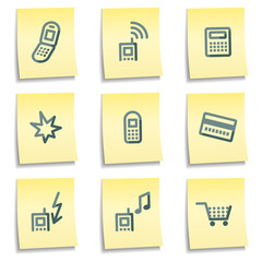 Mobile phone icons, yellow notes series