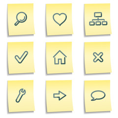 Basic web icons, yellow notes series