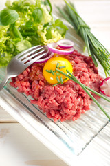 tartare with salad - tartare e insalata