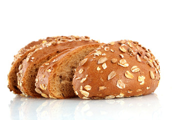 Bread with sunflower seeds isolated on white