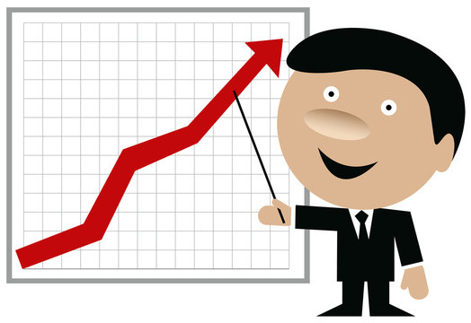 Business Man Showing Chart With Arrow Going Up