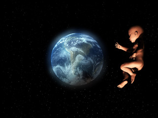 Fototapeta na wymiar Baby In Space