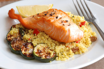 Grilled salmon with couscous