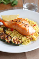 Grilled salmon with couscous