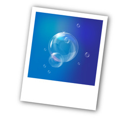 Transparent bubbles picture on polaroid