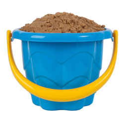 Plastic bucket full of sand
