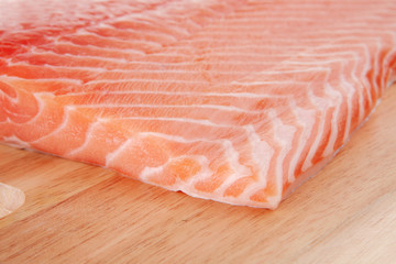 fresh uncooked red fish fillet on wood