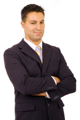 Portrait of a young business man isolated on white background