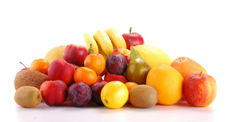 Composition with fruits isolated on white background
