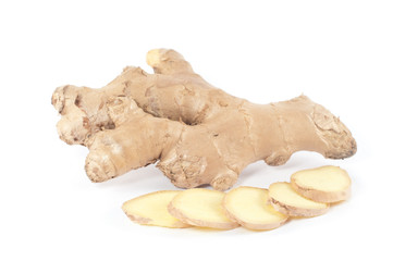 Ginger Root and slices (Zingiber officinale)