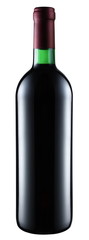 Red wine bottle isolated on a white