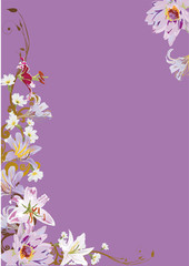 lilac illustration with lily flowers