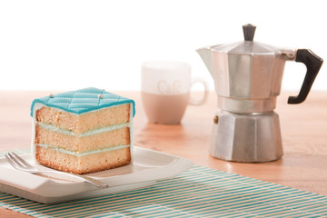 Design Kuchen mit Kaffeekanne
