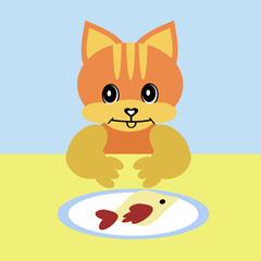 nice cat eating fish