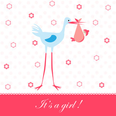 Baby girl arrival announcement card