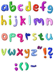 Colorful small letters hand written