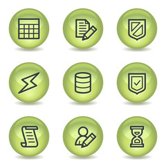 Database web icons , green glossy circle buttons