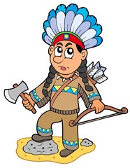 Garçon indien avec hache et arc
