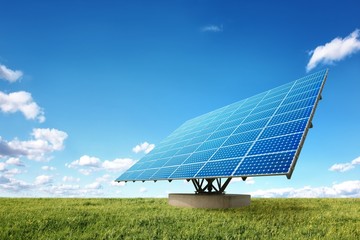 Bright solar panels in the nature