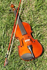 Fototapeta na wymiar Violin on Grass