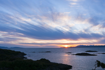 Fototapeta na wymiar Sunset, Skye, Point of Sleat, chmury Cirrus