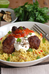 Moroccan lamb meatballs with couscous