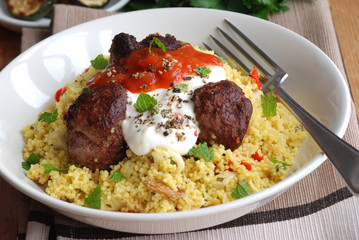 Moroccan lamb meatballs with couscous