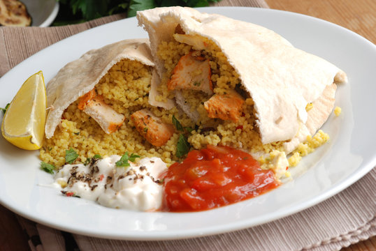 Pitta Bread Stuffed With Chicken And Couscous