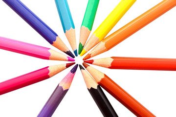 Fototapeta premium Color pencils on white background