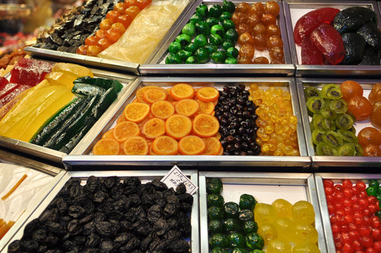 Candy and Fruit for Sale in Barcelona Spain