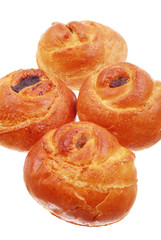 The fresh buns on white