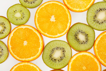 Oranges and kiwi fruits