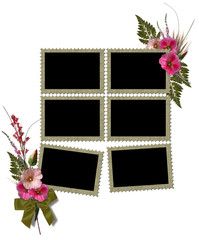 Isolated frames is decorated of flowers hollyhocks.