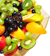 fresh fruits on the white background