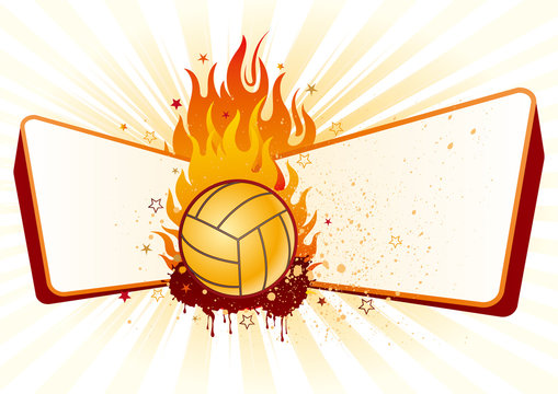 volleyball with flames