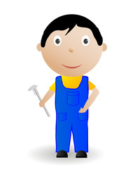 Vector illustration the boy with the tool