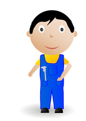 Vector illustration the boy with the tool
