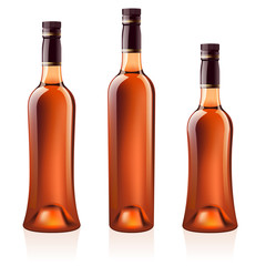 Bottles of cognac (brandy). Vector illustration.