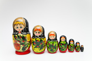 russian matryoshka doll on white background