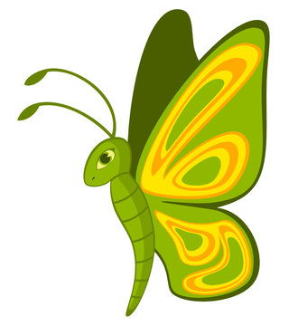 Funny cartoon Tropical Butterfly.