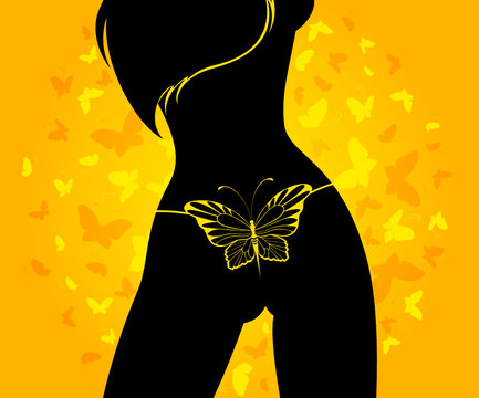 Vector silhouette of beautiful womanish body