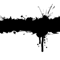 Grunge background with ink strip and blots with copy space