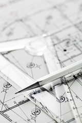 plan d'architecte en gros plan