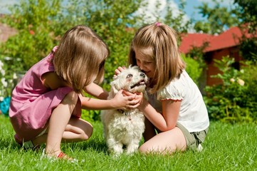 Children with dog