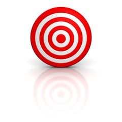 Red target with reflection. 3d rendered illustration.
