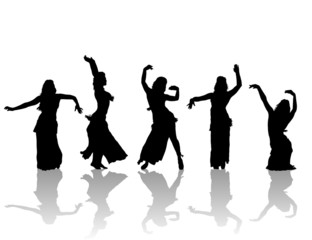 east woman dancers silhouette